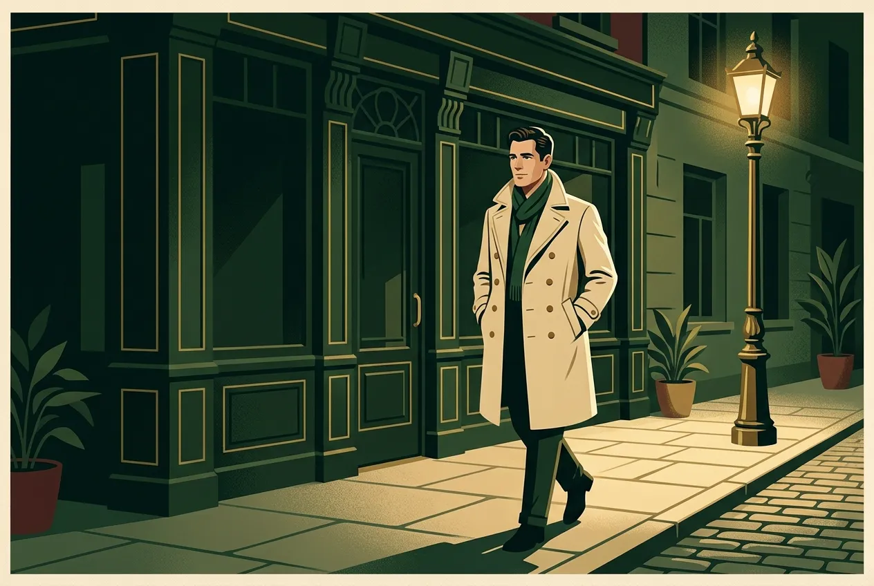 A man walking composed alone after a soft no — no hounding.