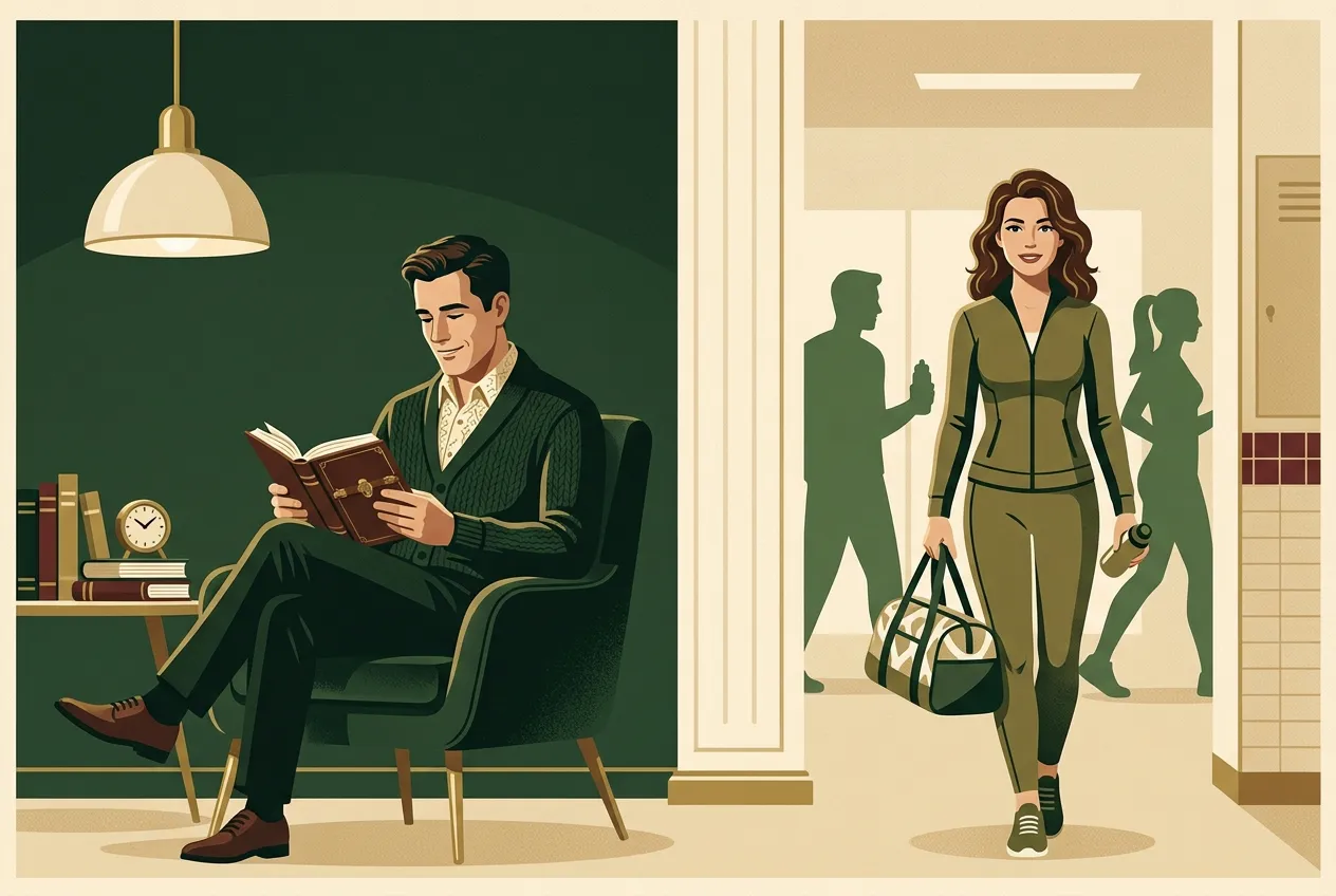A man investing in a life he likes alone — Models energy without pickup theater.