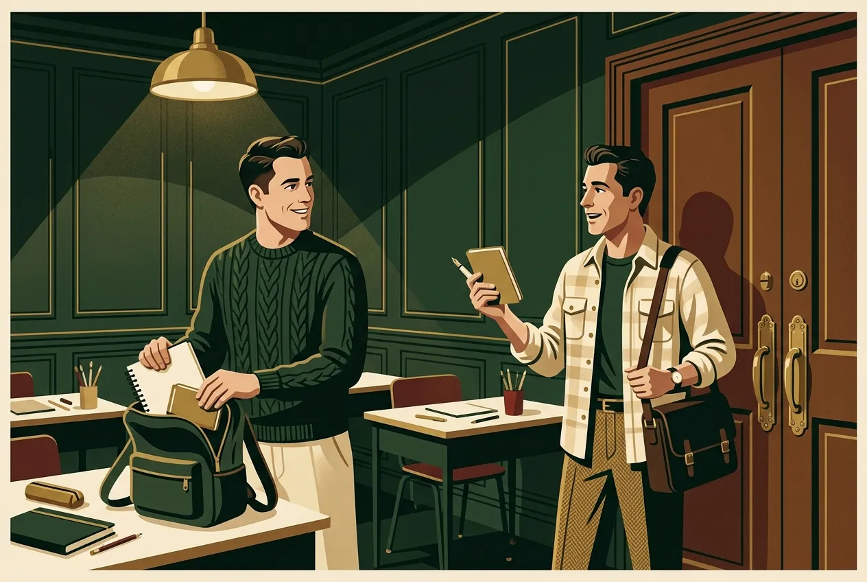Two men planning a second hang after class — hobbies that create friends.